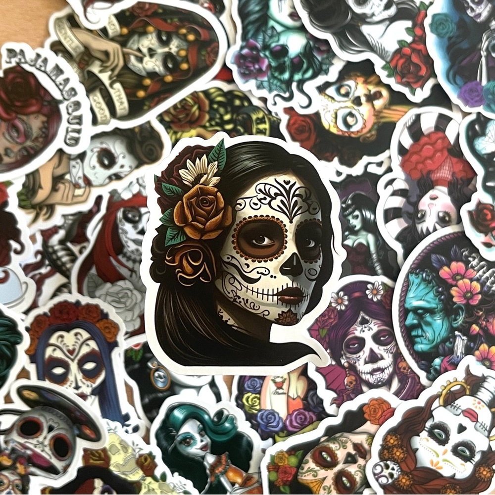 Pack of 52 Day of the Dead • Dia de los Muertos Beauty Stickers